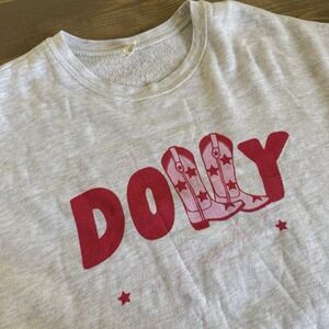 Oat Collective Women Large Grey Dolly For President Crewneck Pullover Sweatshirt